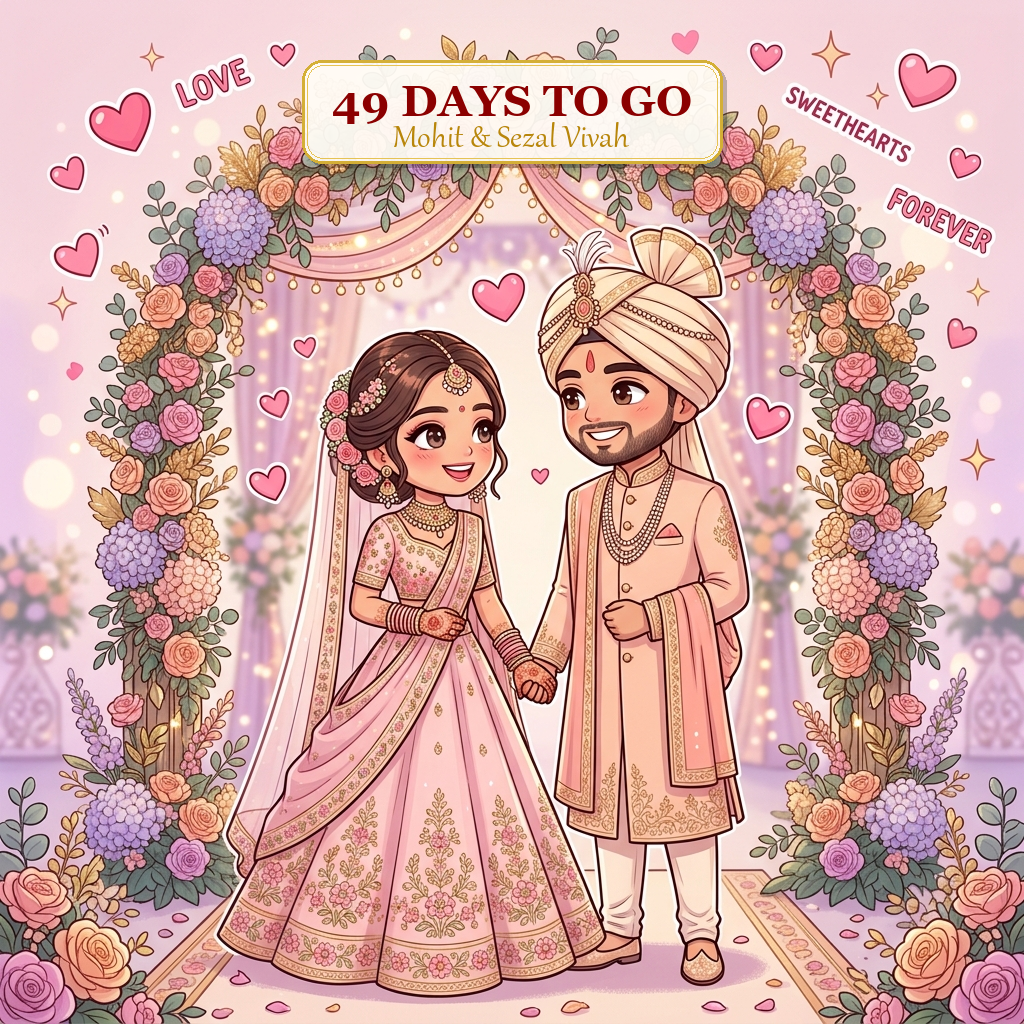 Mohit Mittal & Sezal Shubh Vivah Countdown Illustration